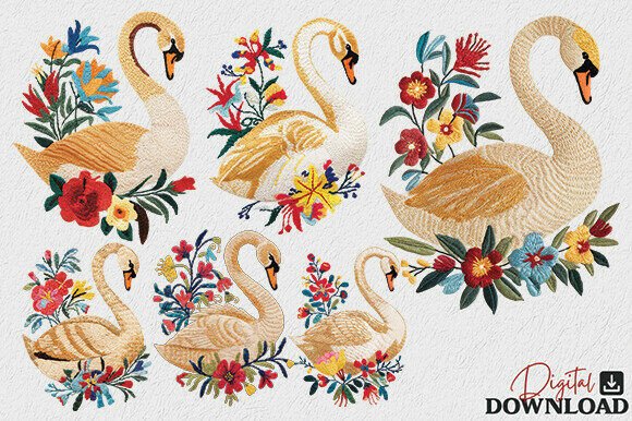 Floral Swan Embroidery Goose PNG: A Seasonal Design Review