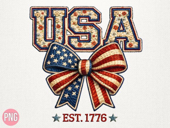 Floral USA Bow 1776 PNG: Holiday Design Review